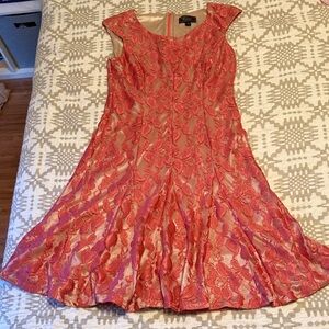 Elegant Coral Lace Dress